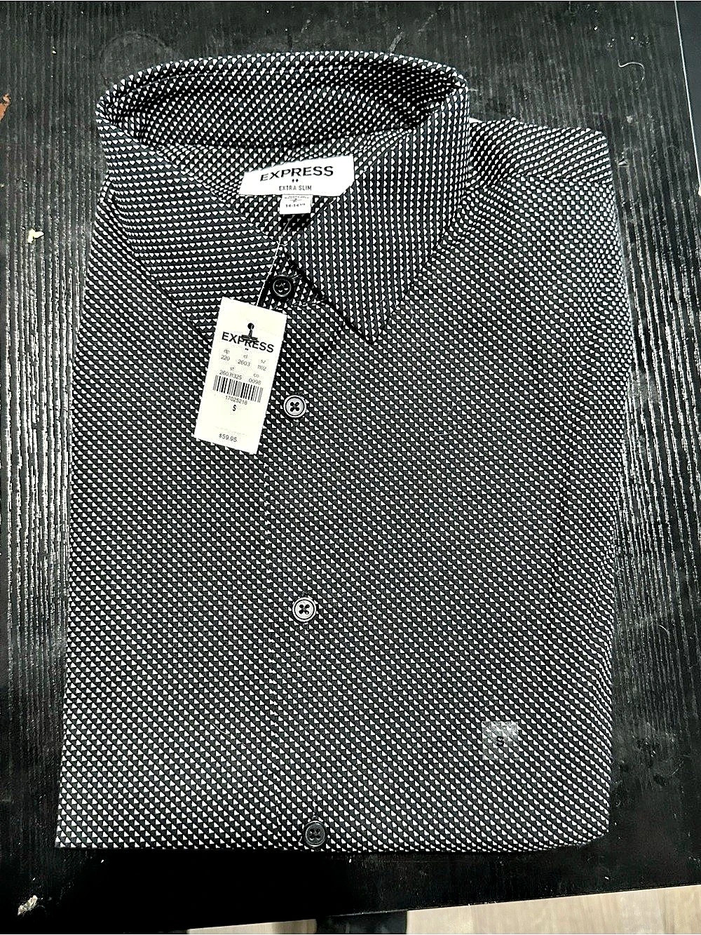Express Geometric Button Down in Black & White Size S/P NWT